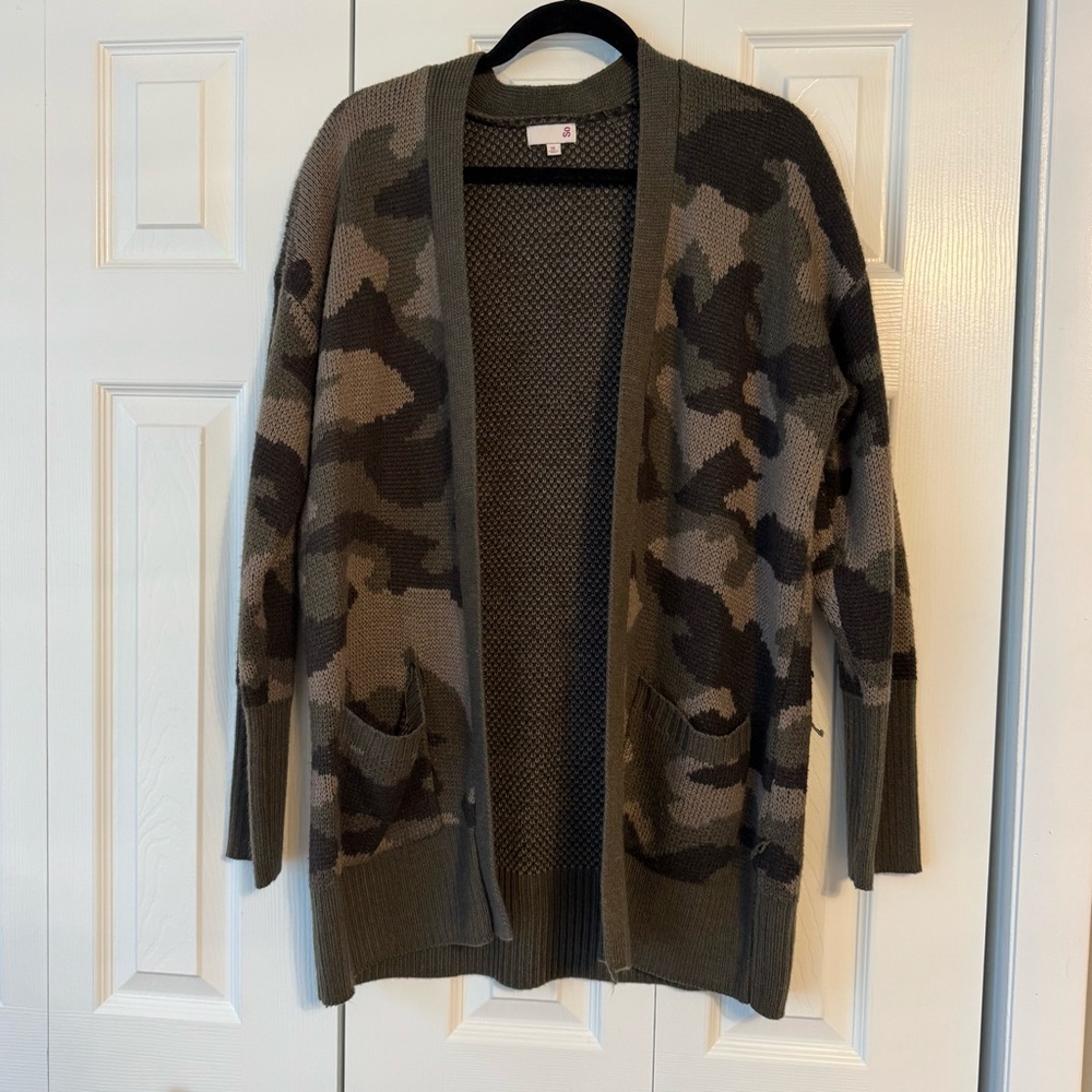 SO Knit Open-Front Cardigan - Olive & Taupe